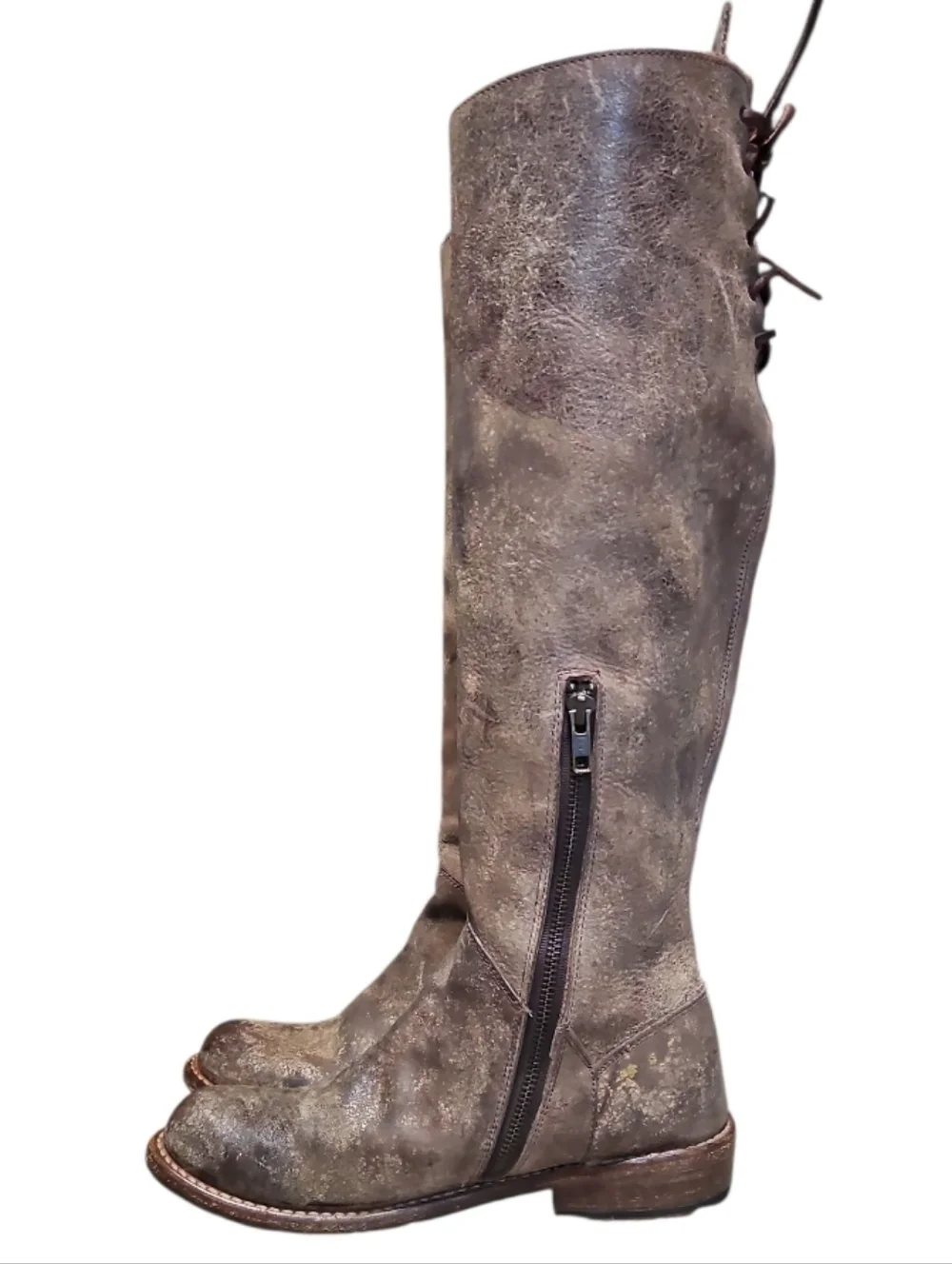 BED|STU Manchester Tall Distressed Brown Leather Riding Boots